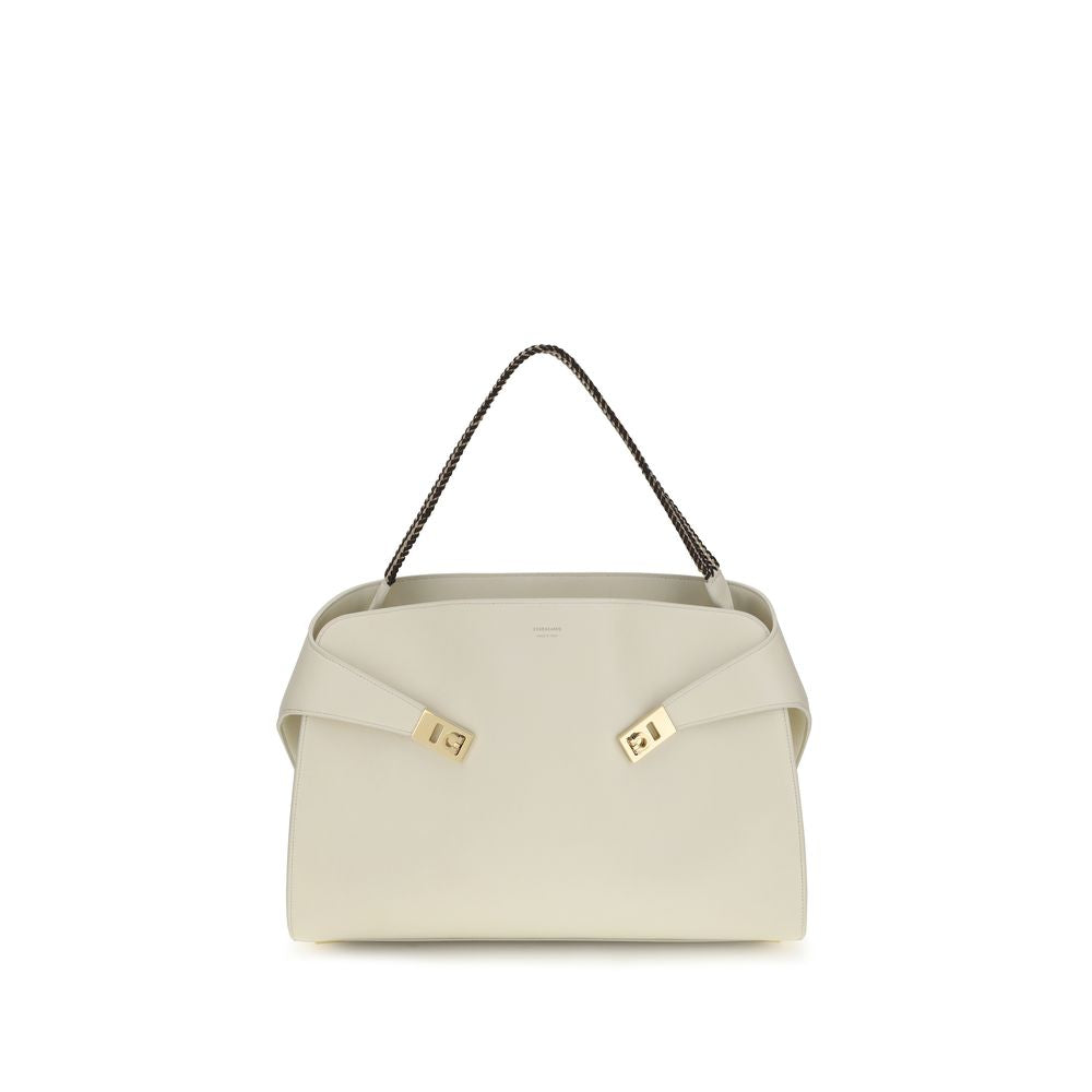 Ferragamo Beige Calf Leather Bos Taurus Shoulder Bag | Regal Royce