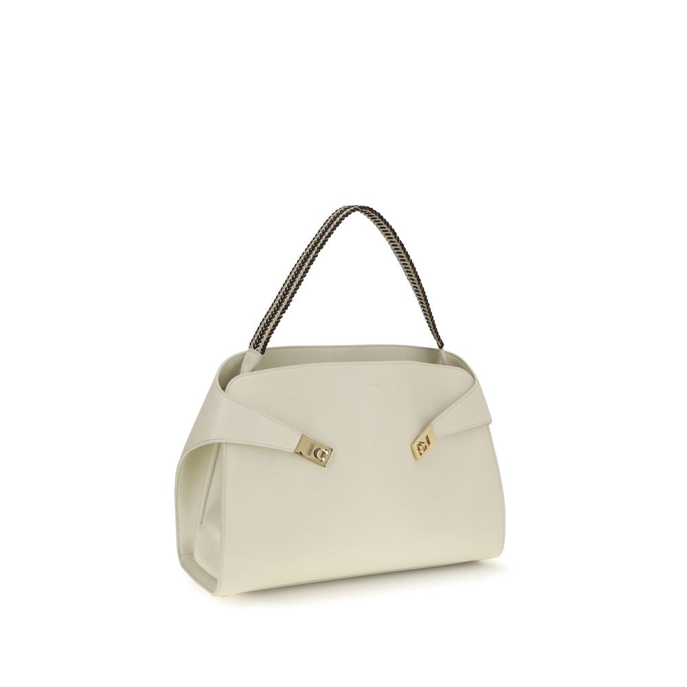 Ferragamo Beige Calf Leather Bos Taurus Shoulder Bag | Regal Royce