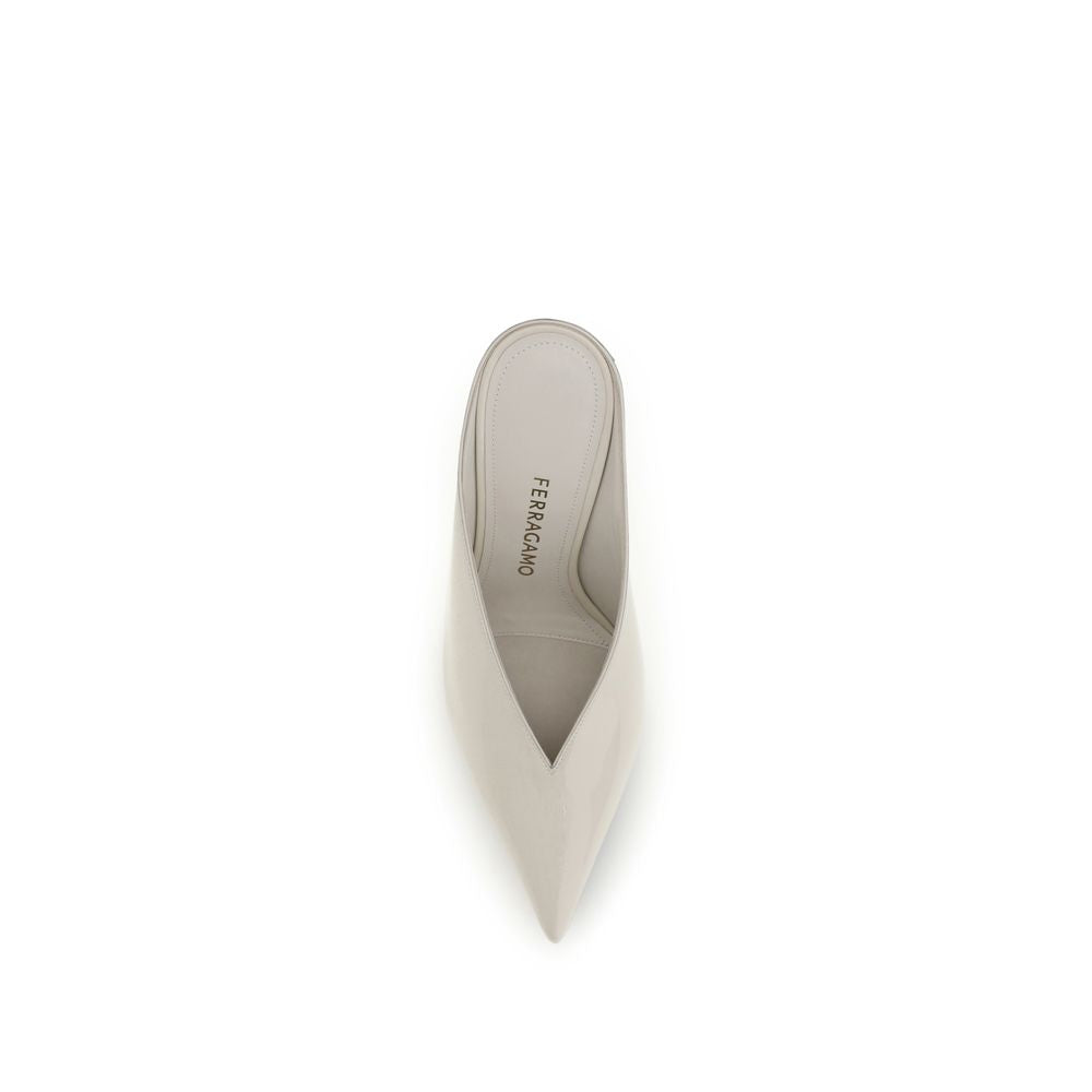 Ferragamo Beige Calf Leather Bos Taurus Mules | Regal Royce