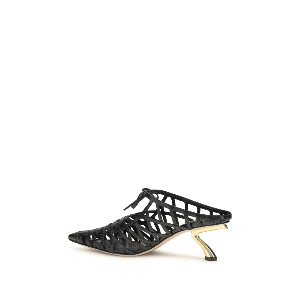 Ferragamo Black Calf Leather Bos Taurus Mules | Regal Royce