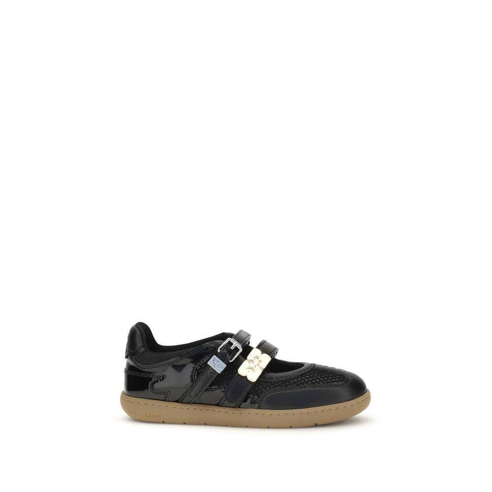 Ganni Black Polyester Ballet Flats | Regal Royce