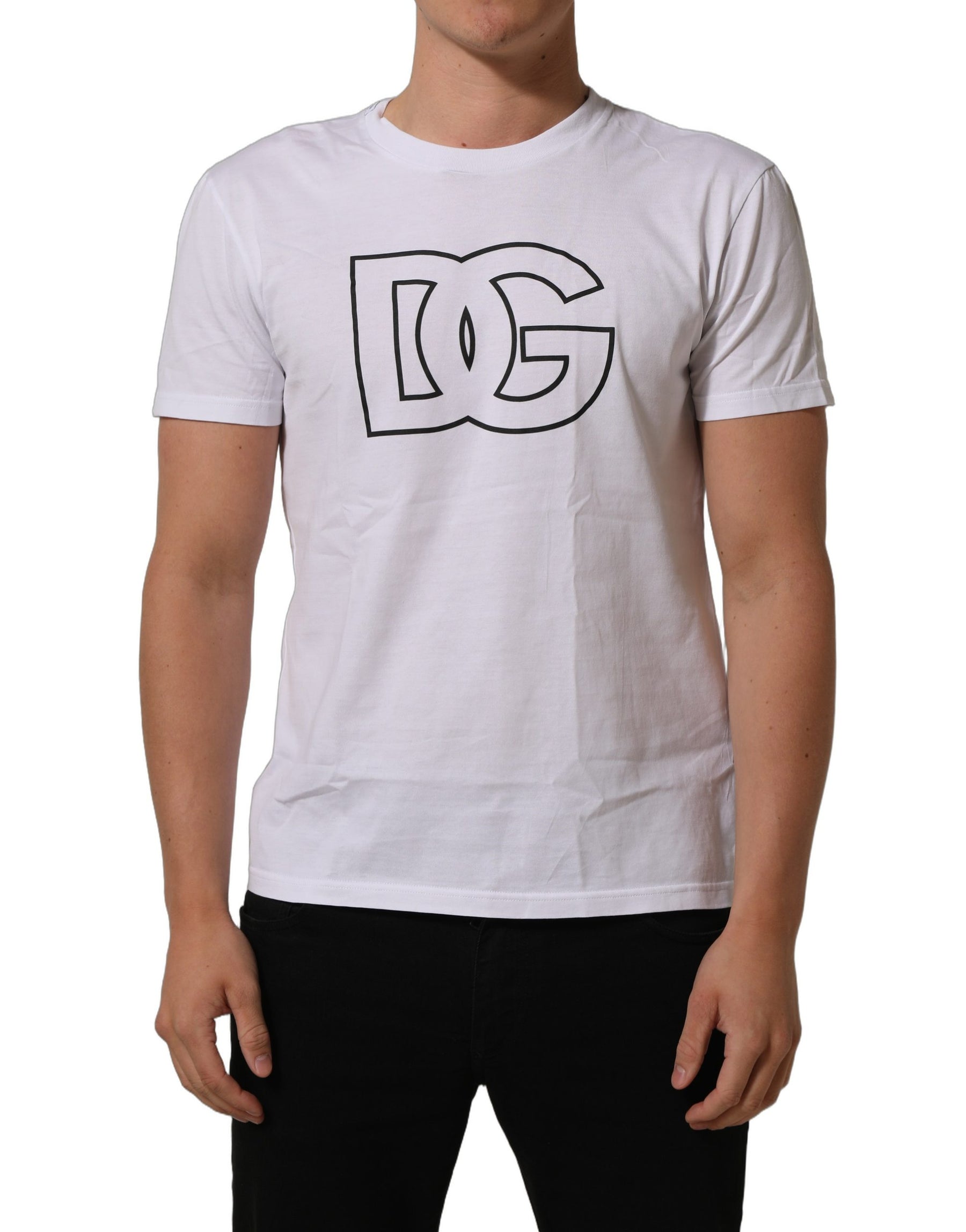 Dolce & Gabbana White DG Logo Print Short Sleeves Men T-shirt | Regal Royce