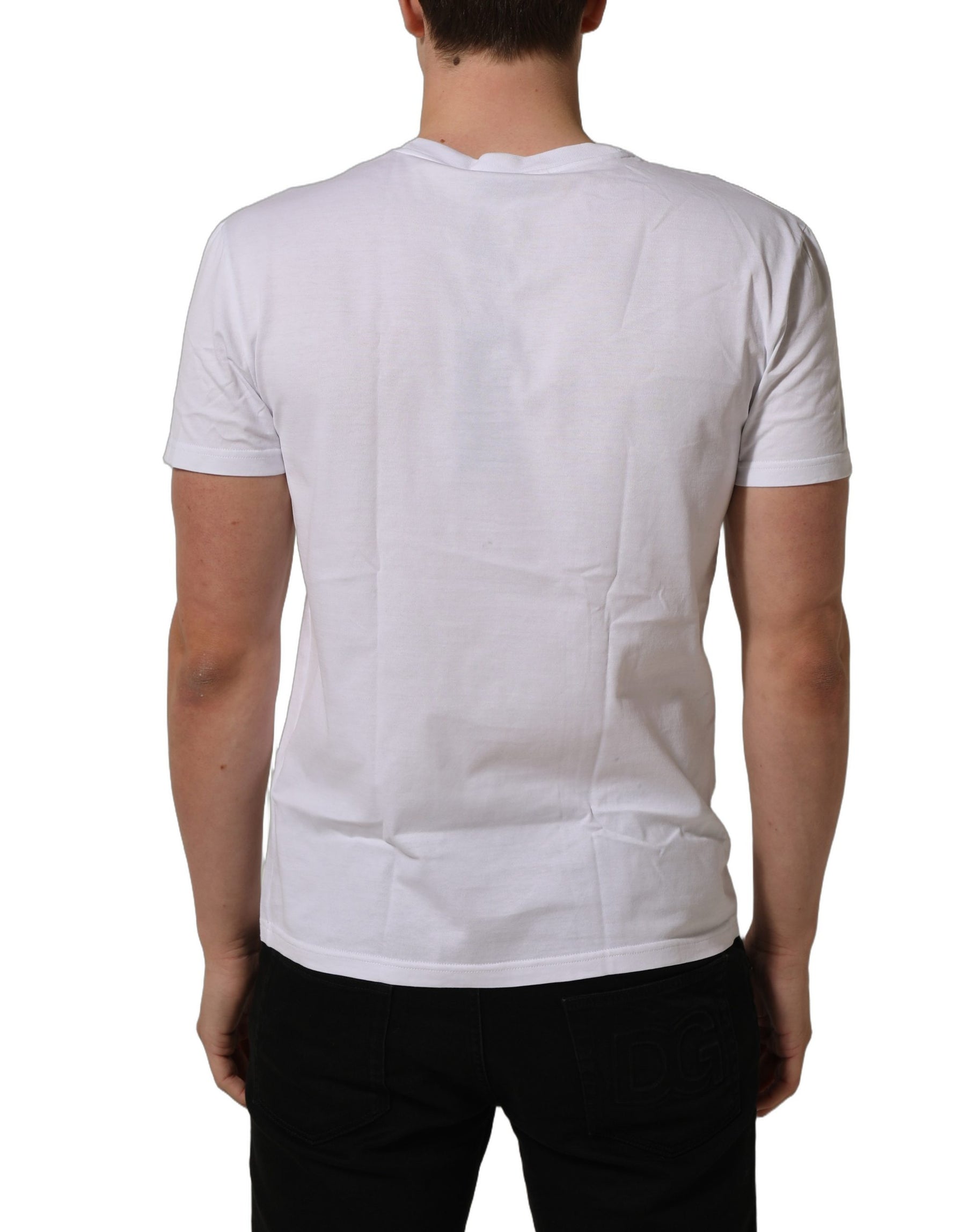Dolce & Gabbana White DG Logo Print Short Sleeves Men T-shirt | Regal Royce