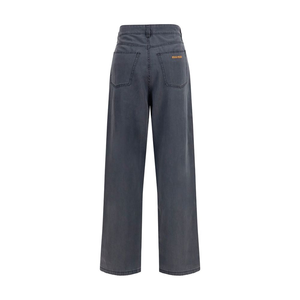 Miu Miu Black Cotton Straight-Leg Jeans | Regal Royce