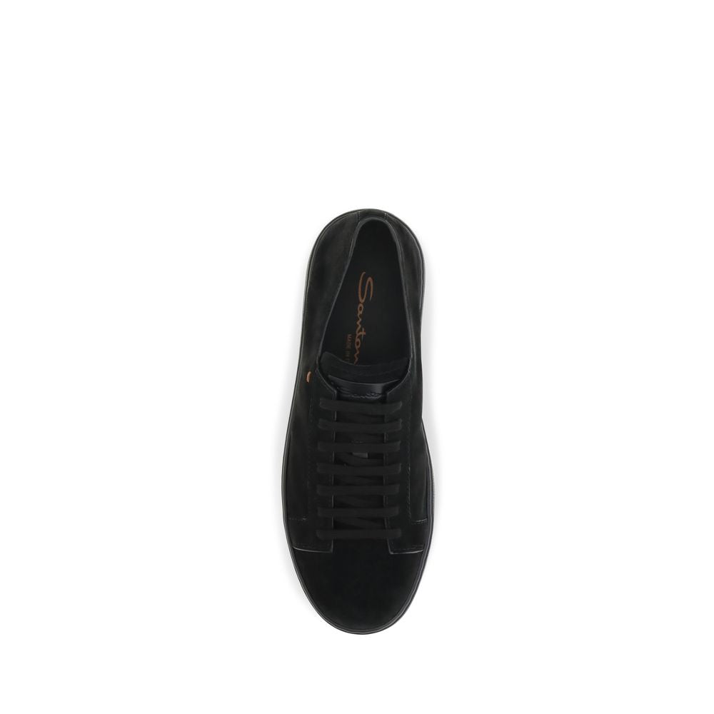 Santoni Black Calf Leather Bos Taurus Low Top Sneakers | Regal Royce