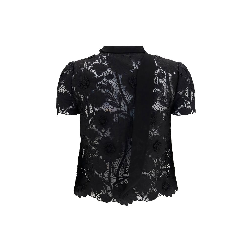 Self-Portrait Black Polyester Blouse | Regal Royce