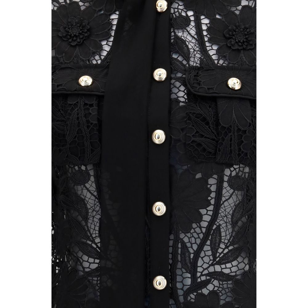 Self-Portrait Black Polyester Blouse | Regal Royce