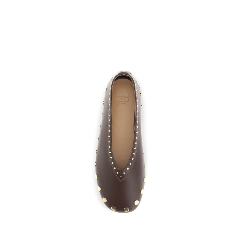 Ganni Brown Cotton Ballet Flats | Regal Royce
