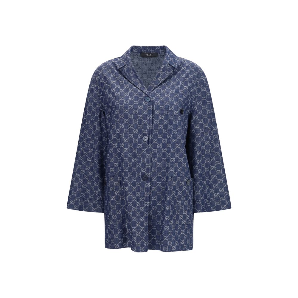 Gucci Blue Cotton Full-Length Jacket | Regal Royce