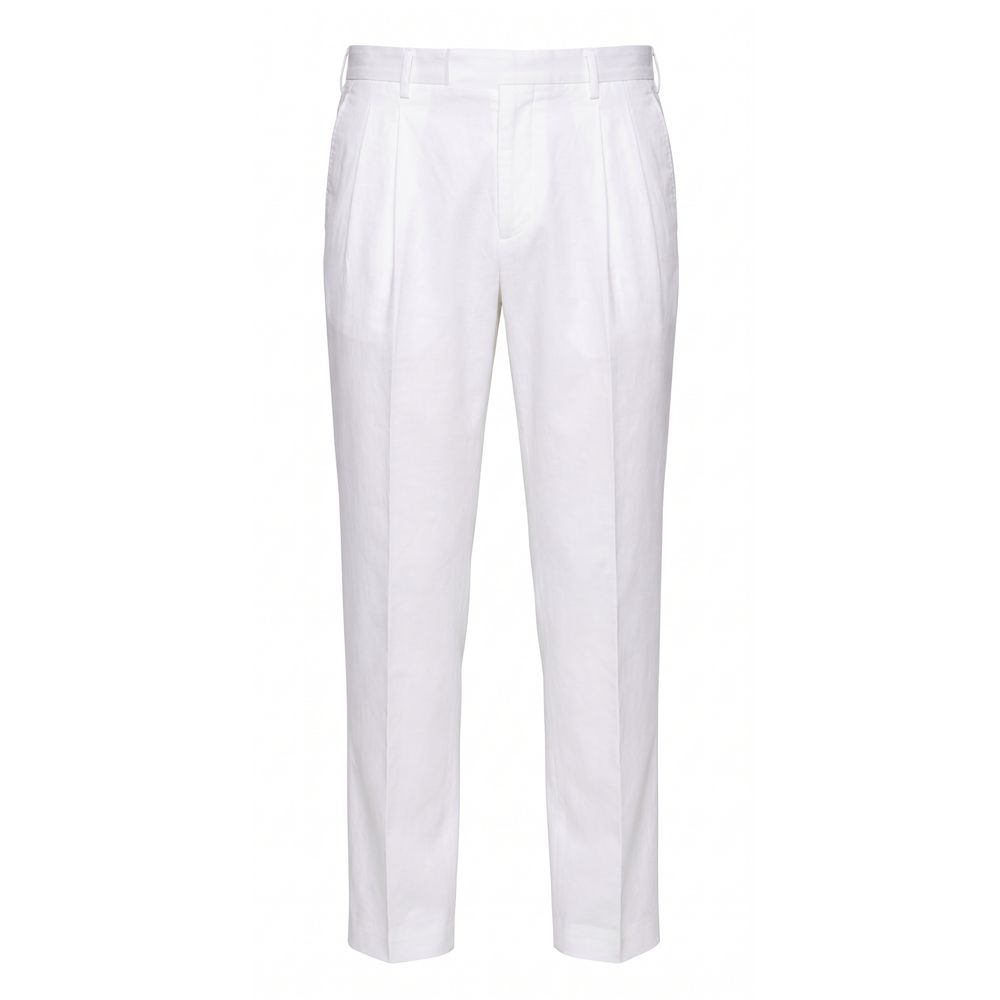 Malo White Cotton Men Pant | Regal Royce