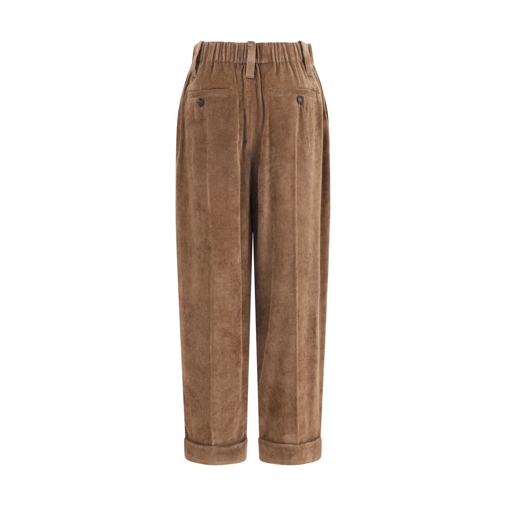Brunello Cucinelli Brown Viscose Casual Pants | Regal Royce