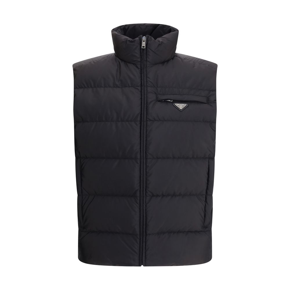 Prada Black Recycled Polyamide Sleeveless Jacket | Regal Royce