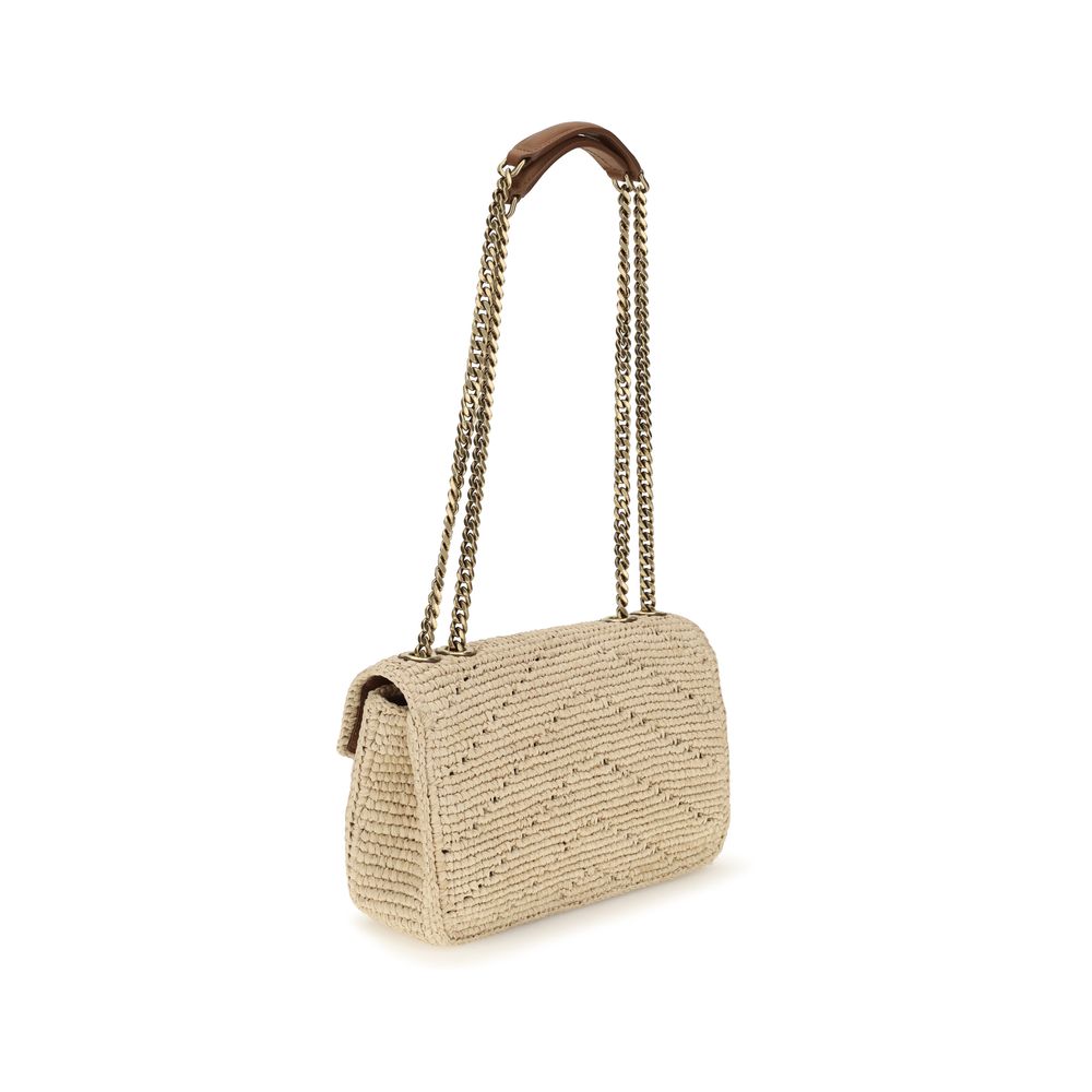 Saint Laurent Beige Raffia Shoulder Bag | Regal Royce