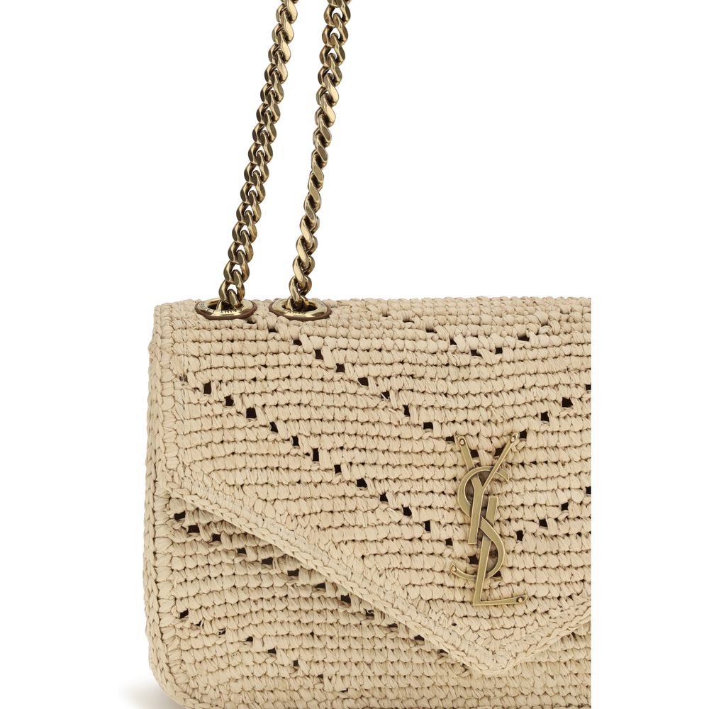Saint Laurent Beige Raffia Shoulder Bag | Regal Royce