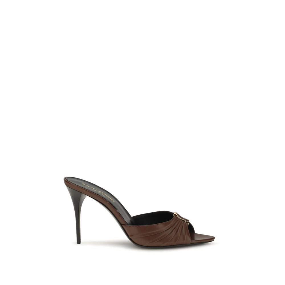 Saint Laurent Brown Calf Leather Bos Taurus Mules | Regal Royce