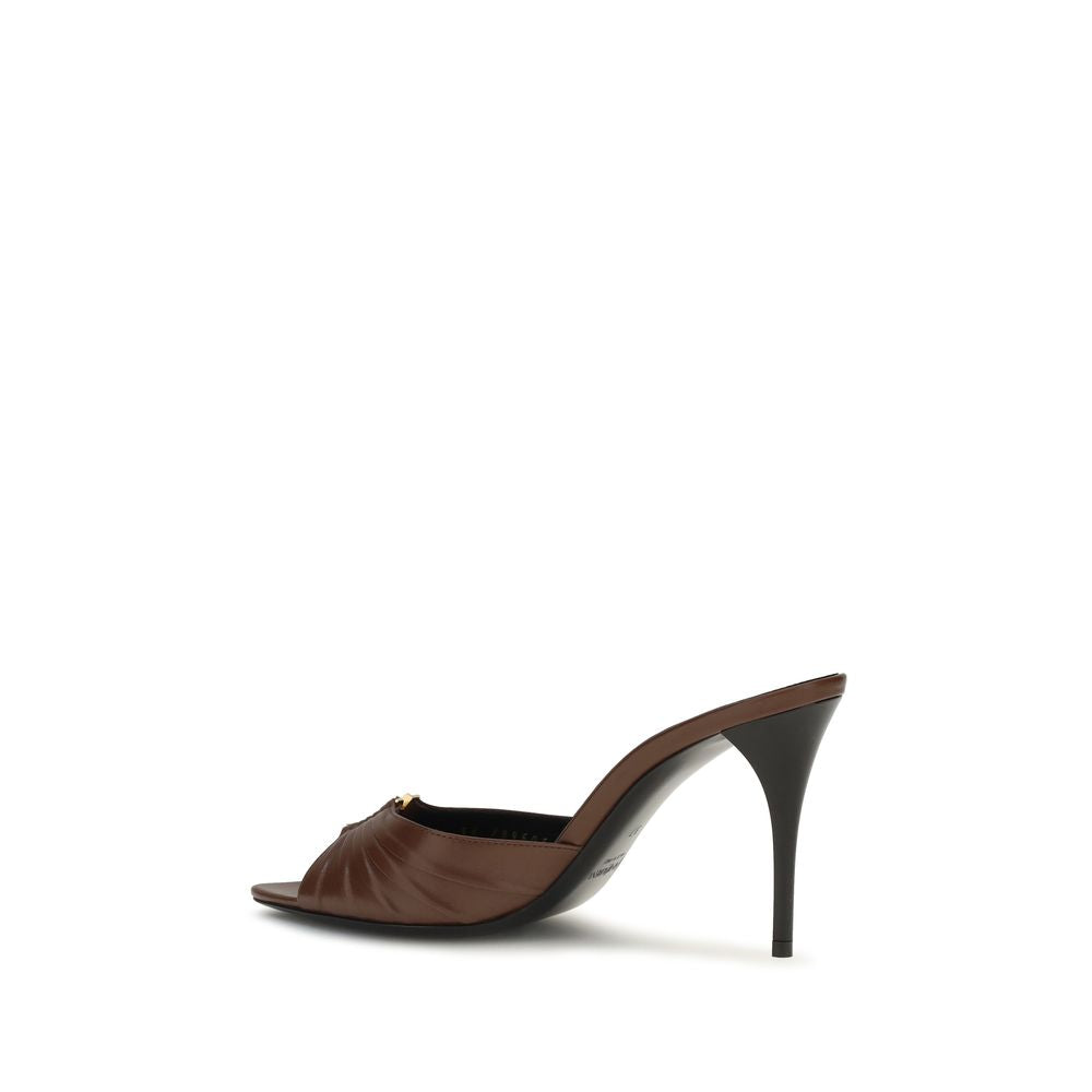 Saint Laurent Brown Calf Leather Bos Taurus Mules | Regal Royce