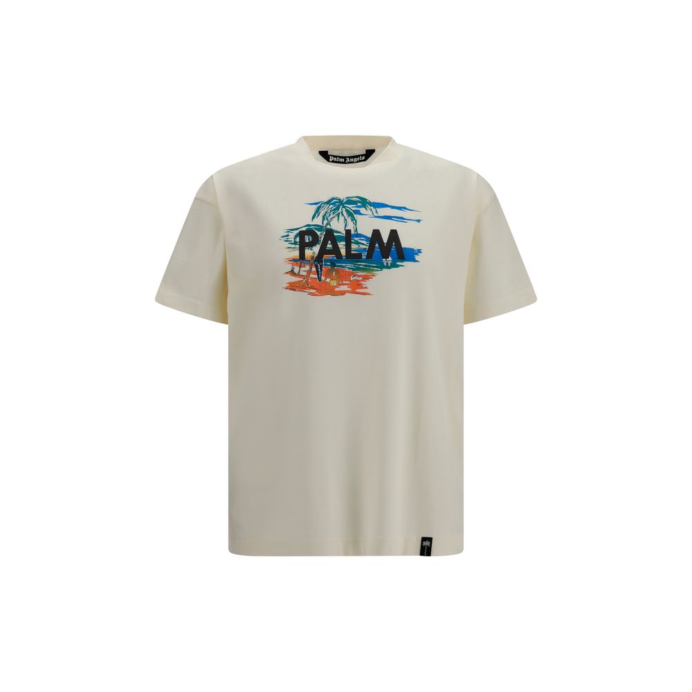 Palm Angels Beige Cotton T-Shirt | Regal Royce