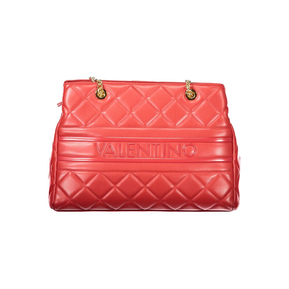 Mario Valentino Rosso Polyurethane Women's Bag with Chain and Zip Closure | Regal Royce