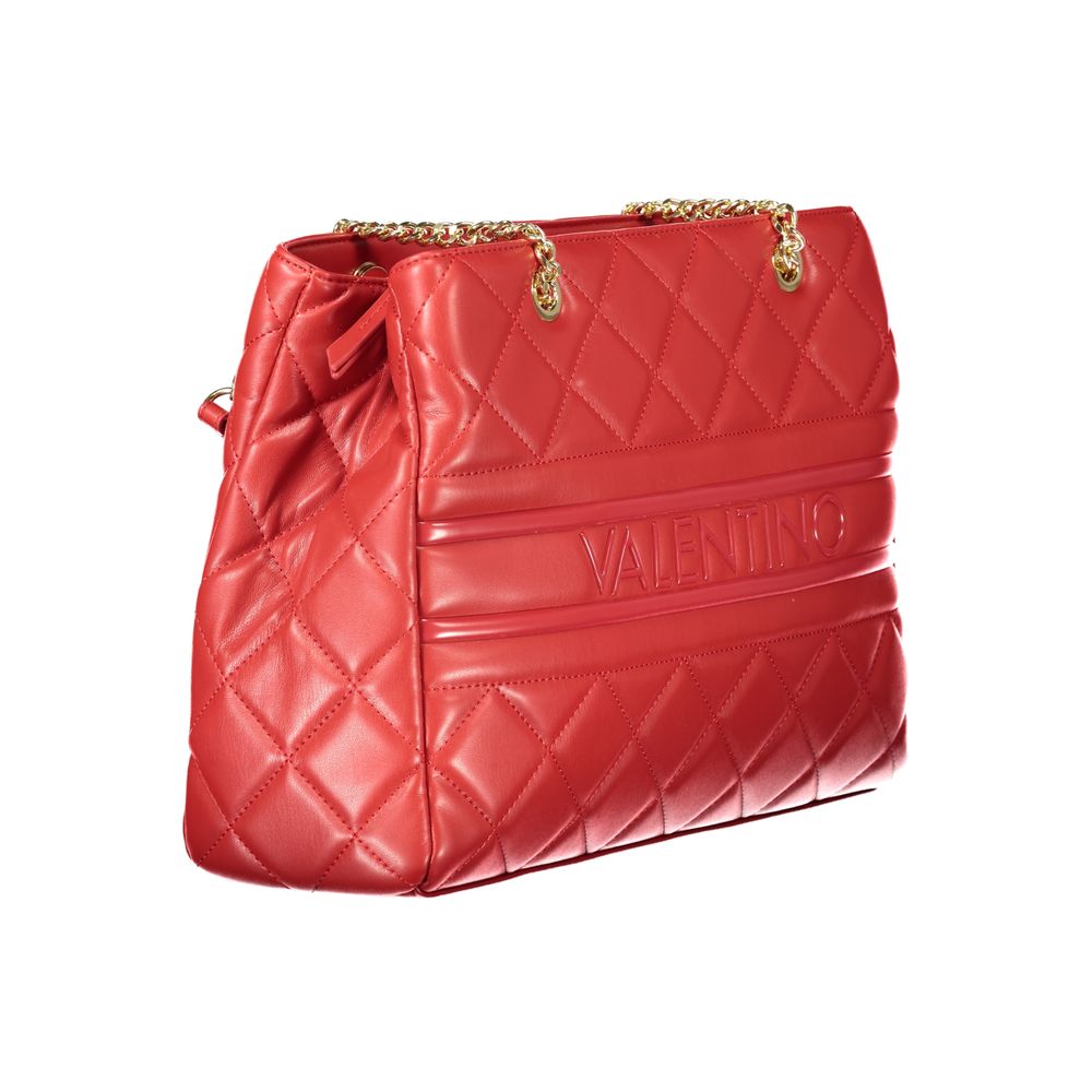 Mario Valentino Rosso Polyurethane Women's Bag with Chain and Zip Closure | Regal Royce