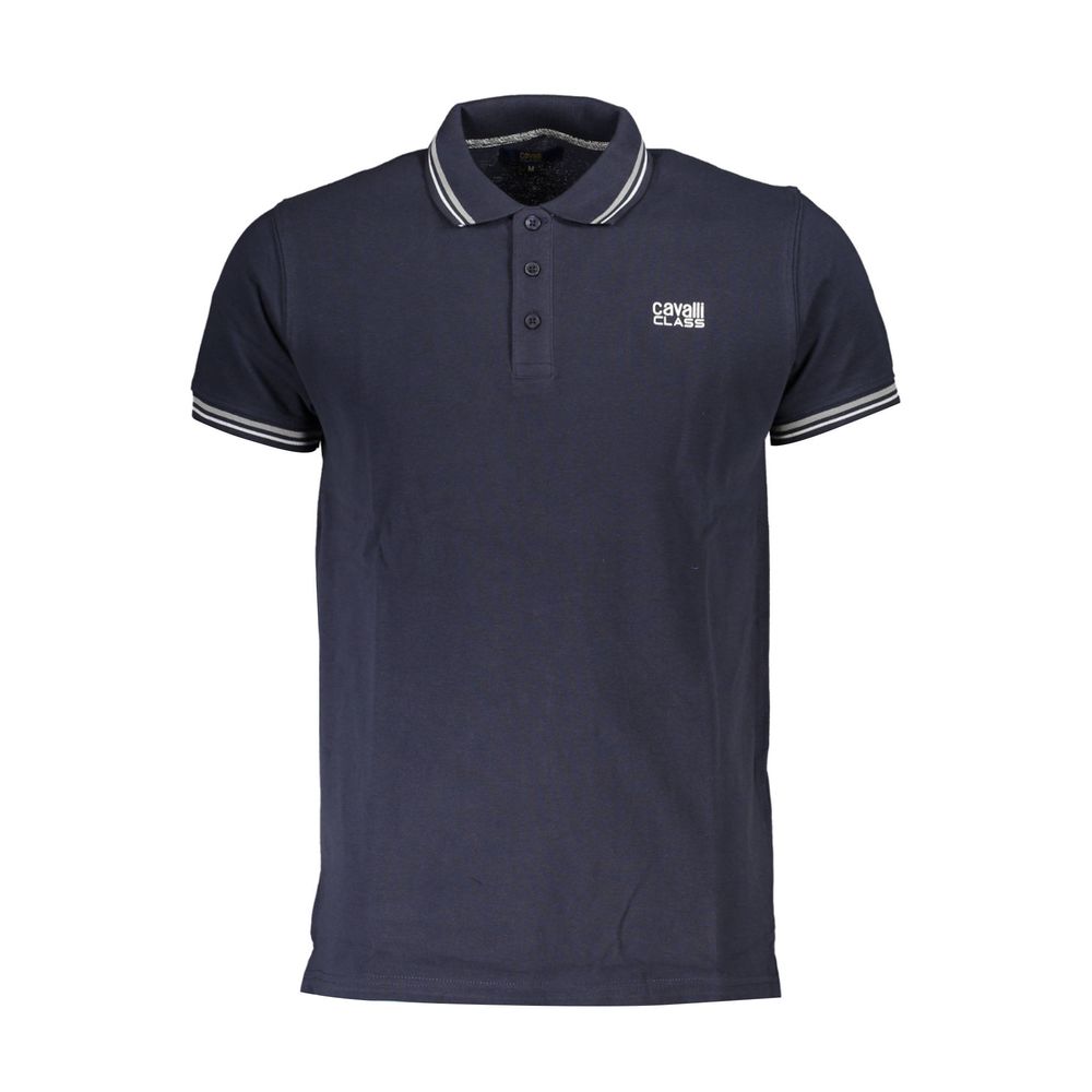 Cavalli Class Blue Cotton Men Polo Shirt | Regal Royce