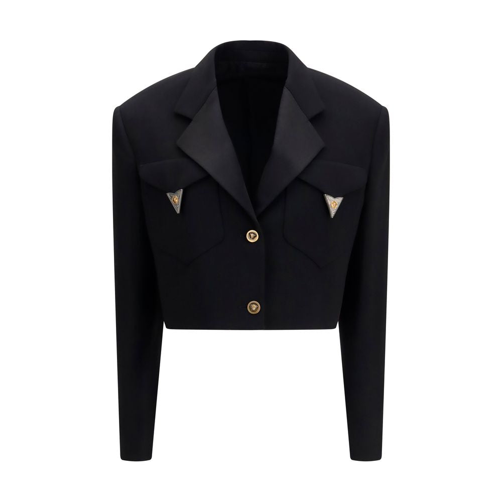 Versace Black Wool Oves Aries Blazer | Regal Royce