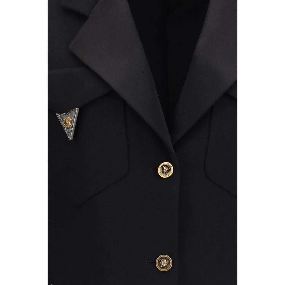 Versace Black Wool Oves Aries Blazer | Regal Royce