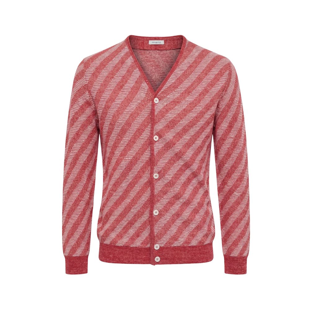 Malo Red Linen Men Cardigan | Regal Royce