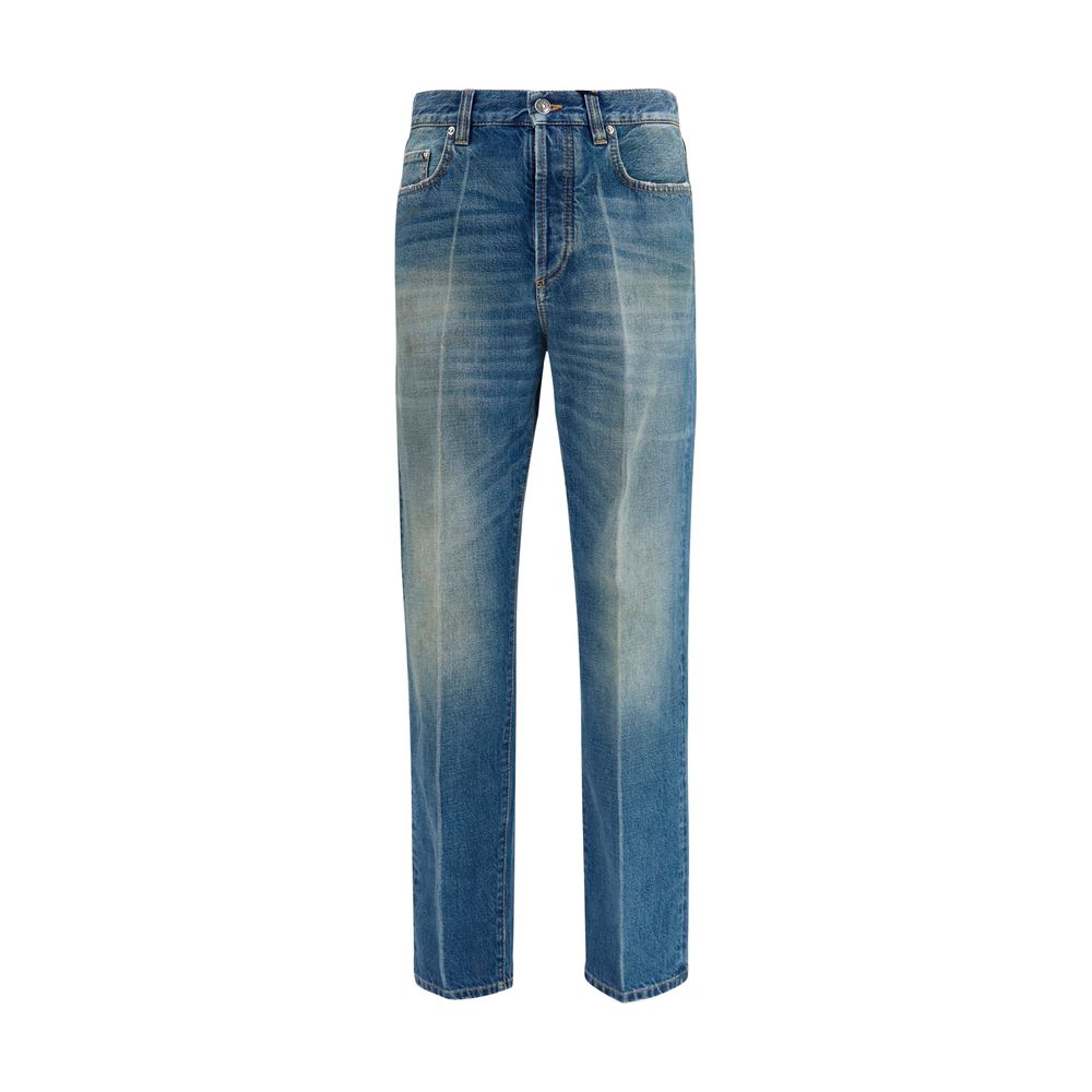 Versace Blue Cotton Straight-Leg Jeans | Regal Royce