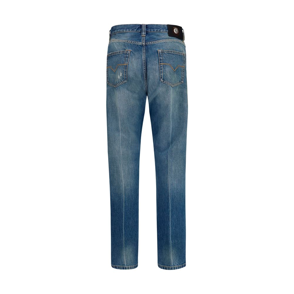 Versace Blue Cotton Straight-Leg Jeans | Regal Royce