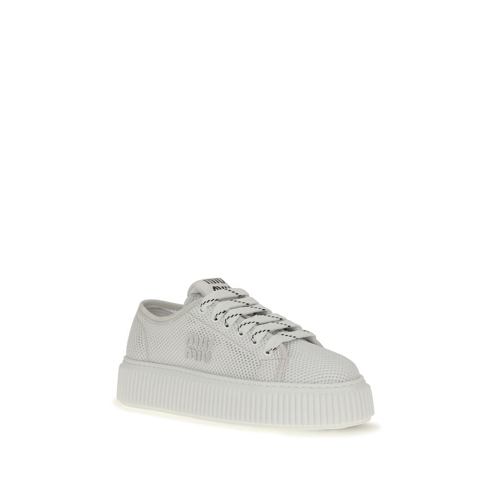 Miu Miu White Polyamide Platform Sneakers | Regal Royce