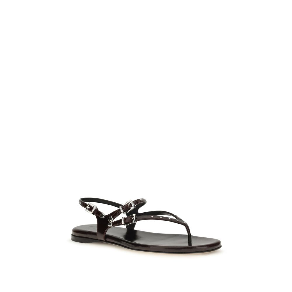 Chloé Black Calf Leather Bos Taurus Flat Sandals | Regal Royce