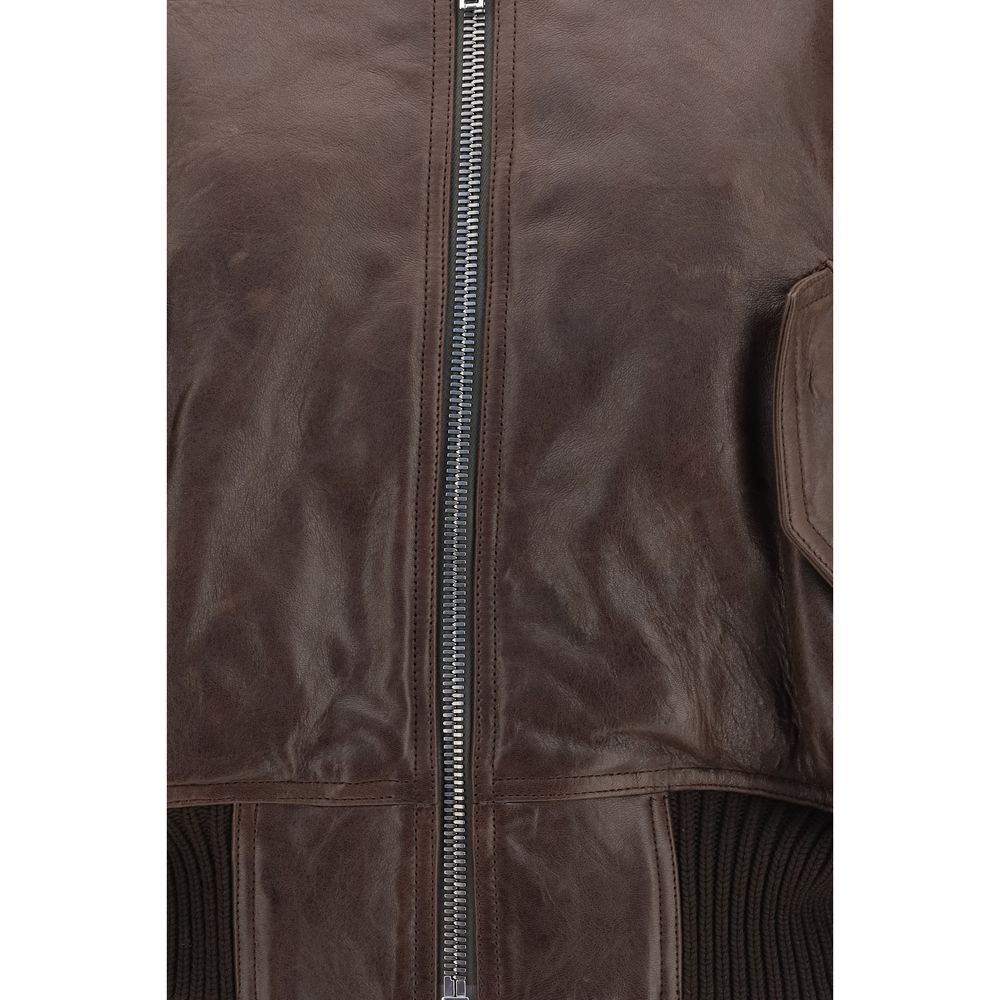Rick Owens Brown Calf Leather Bos Taurus Bomber | Regal Royce