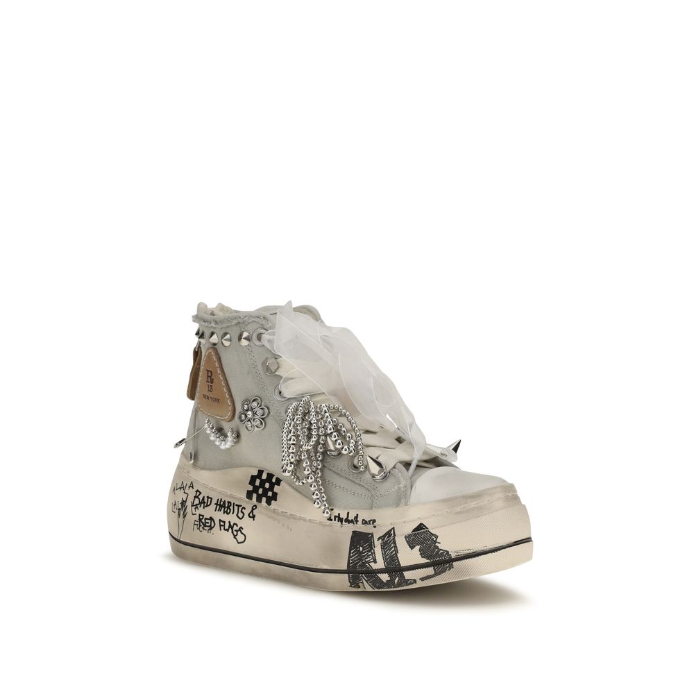 R13 White Cotton High Top Sneakers | Regal Royce