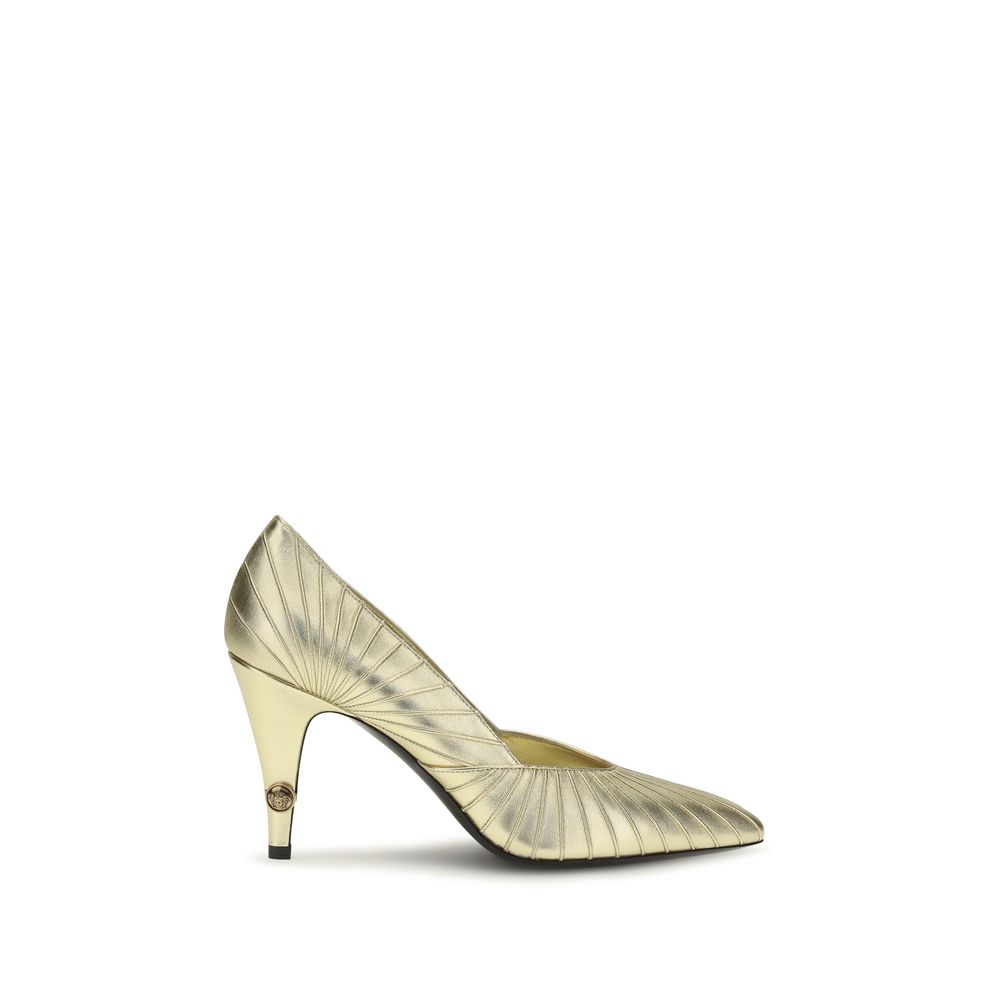 Versace Gold Calf Leather Bos Taurus High Heel Pumps | Regal Royce