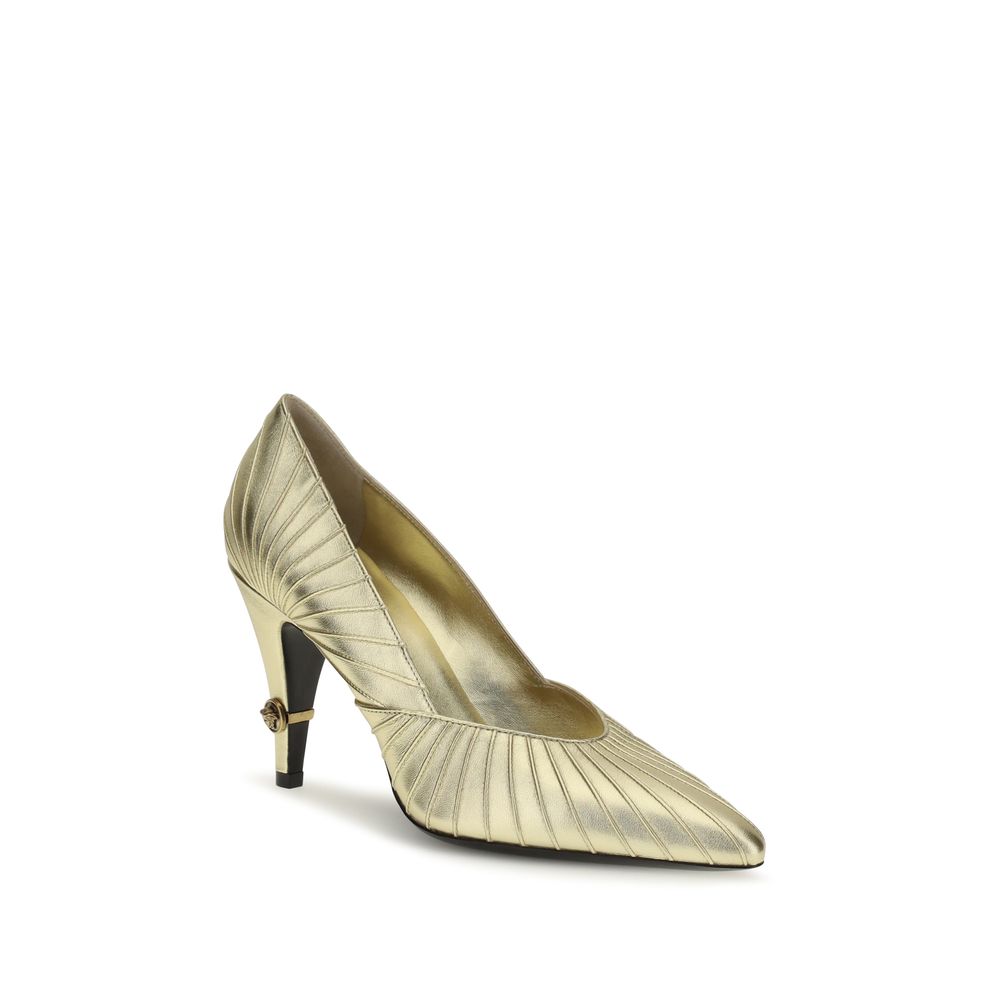 Versace Gold Calf Leather Bos Taurus High Heel Pumps | Regal Royce