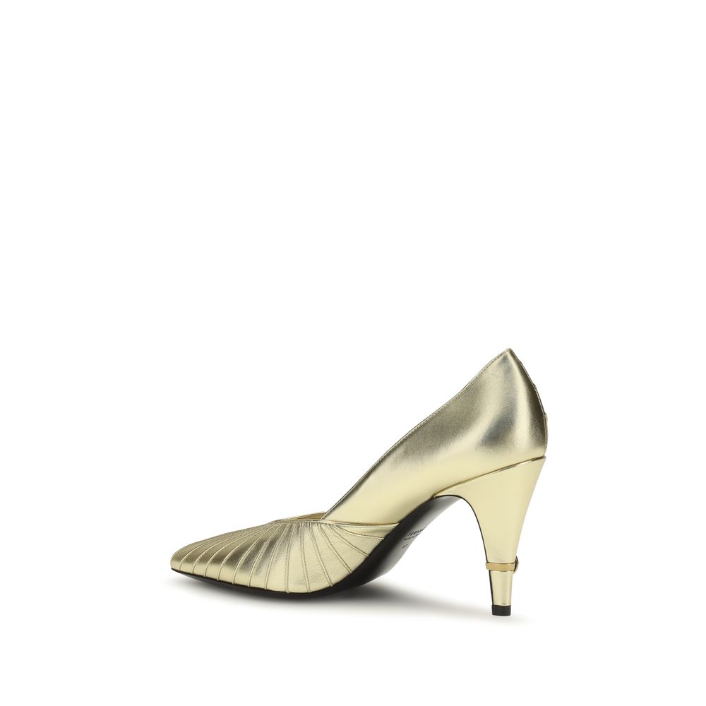 Versace Gold Calf Leather Bos Taurus High Heel Pumps | Regal Royce