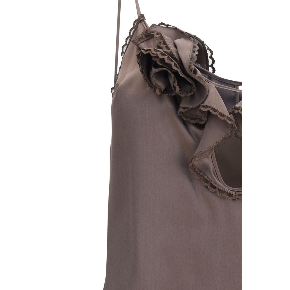 Magda Butrym Brown Silk Sleeveles T-Shirt | Regal Royce