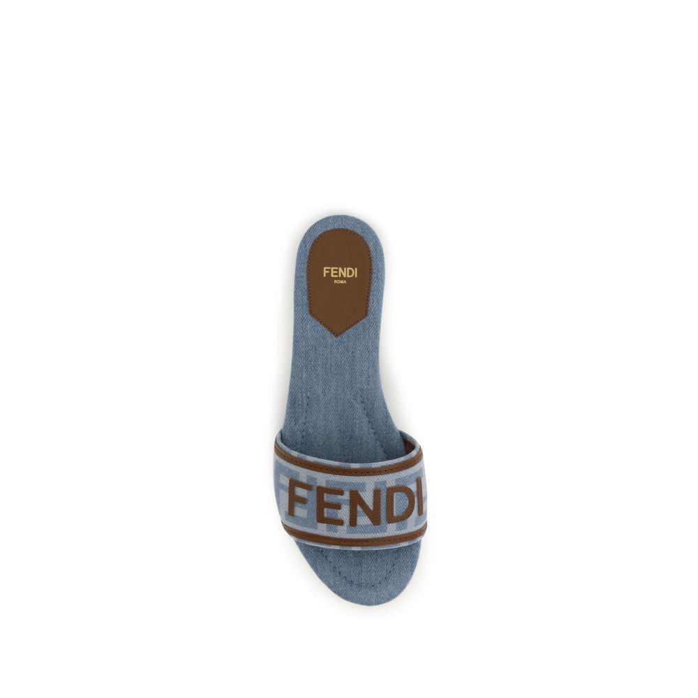 Fendi Blue Cotton Flat Sandals | Regal Royce
