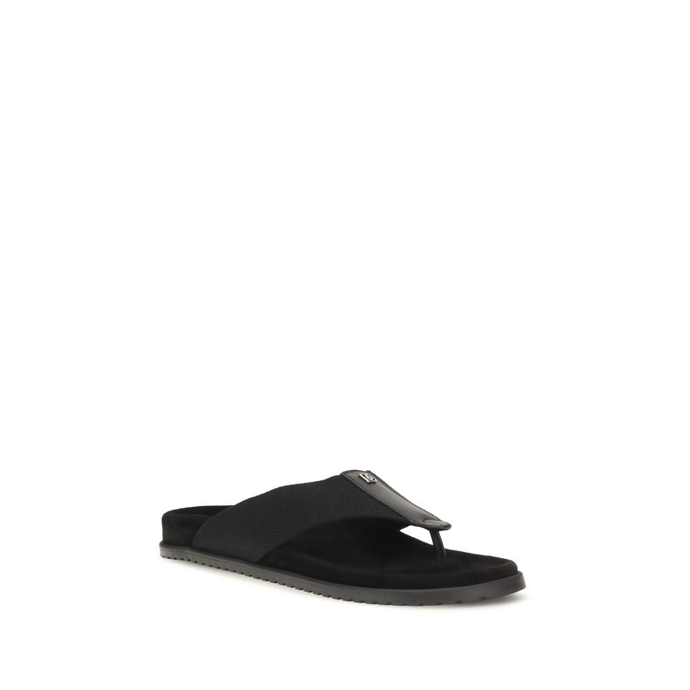 Dolce & Gabbana Black Polyester Flip-Flop Sandals | Regal Royce