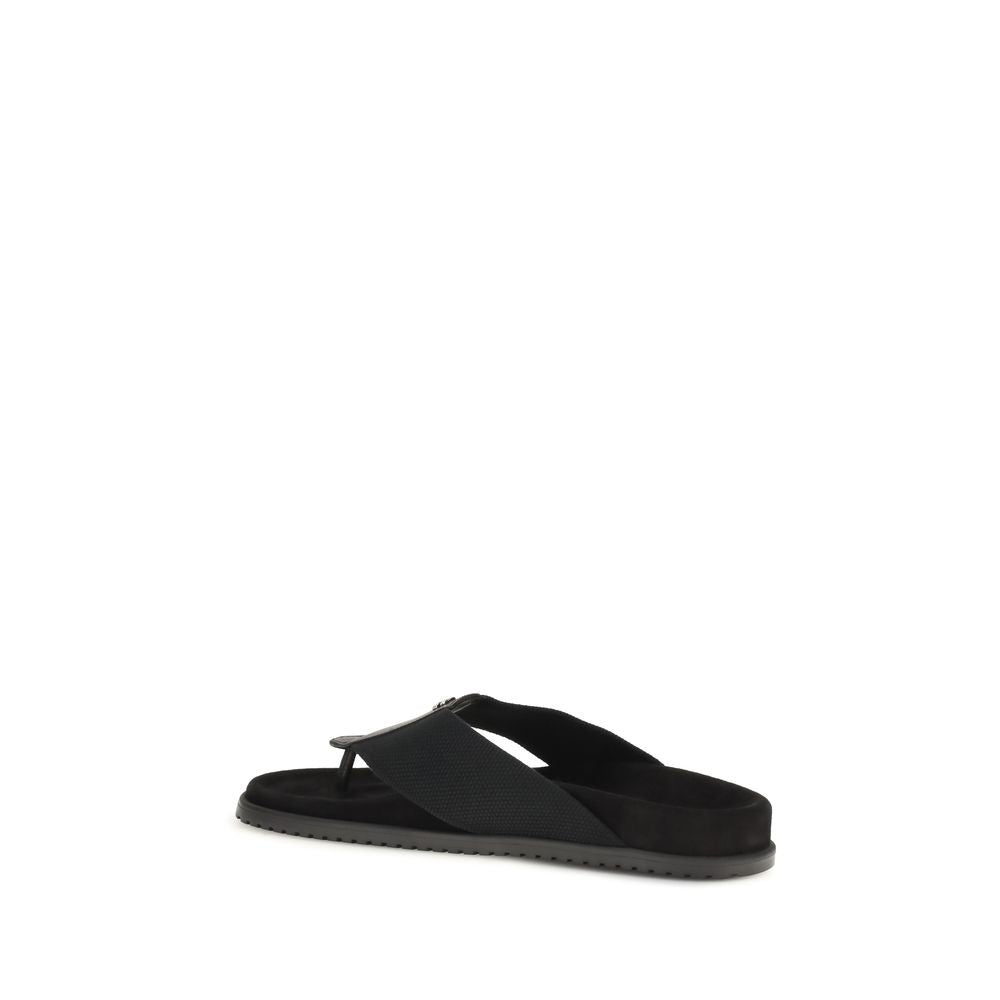Dolce & Gabbana Black Polyester Flip-Flop Sandals | Regal Royce