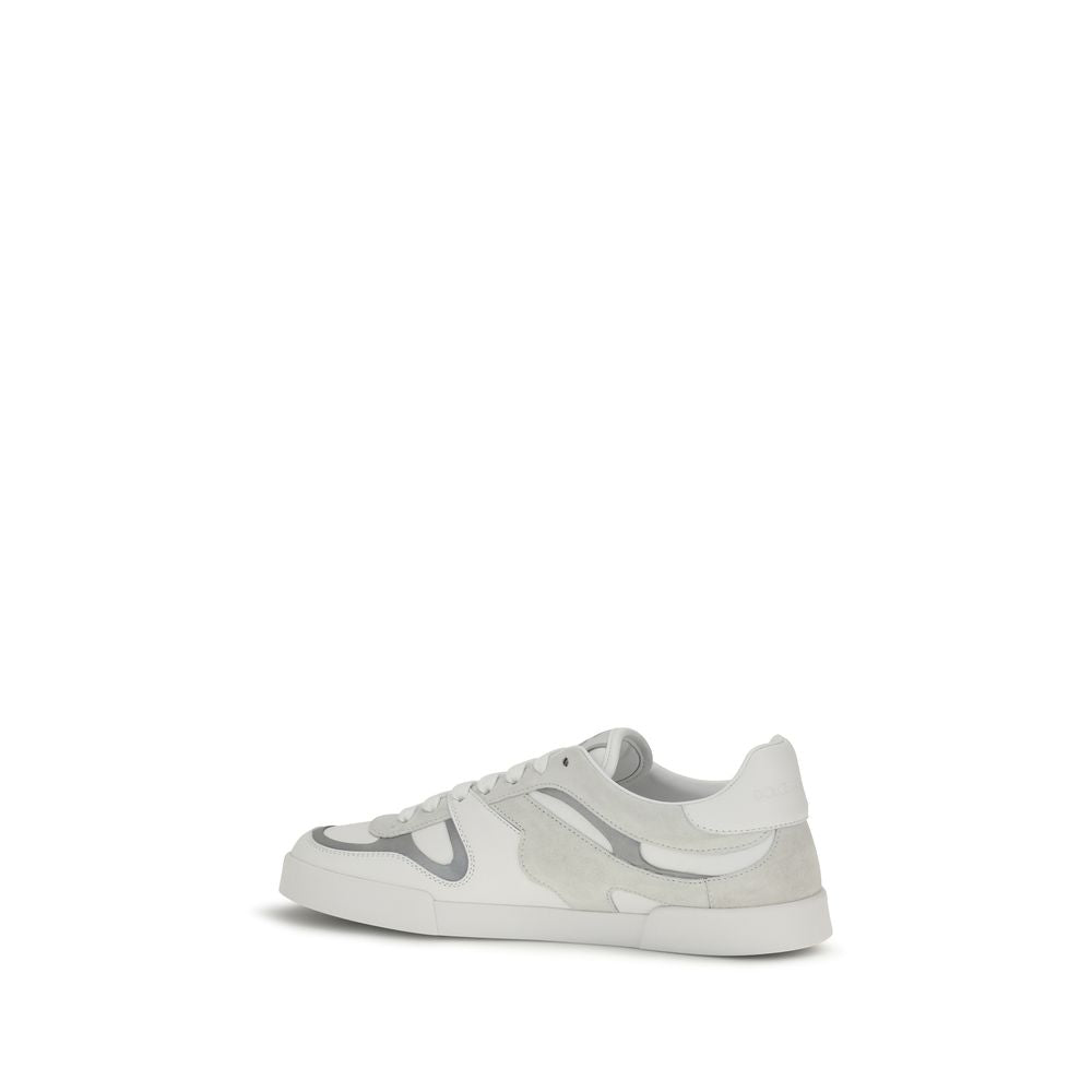 Dolce & Gabbana White Calf Leather Bos Taurus Low Top Sneakers | Regal Royce