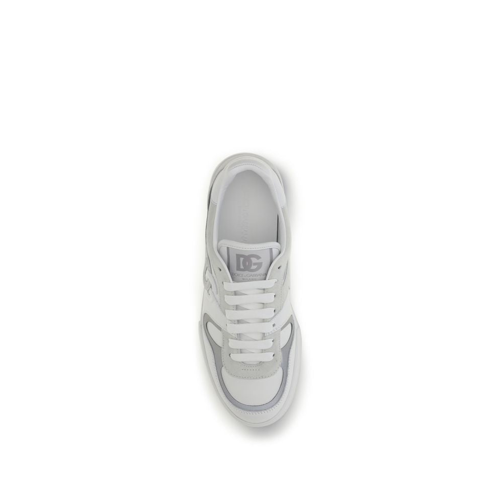 Dolce & Gabbana White Calf Leather Bos Taurus Low Top Sneakers | Regal Royce