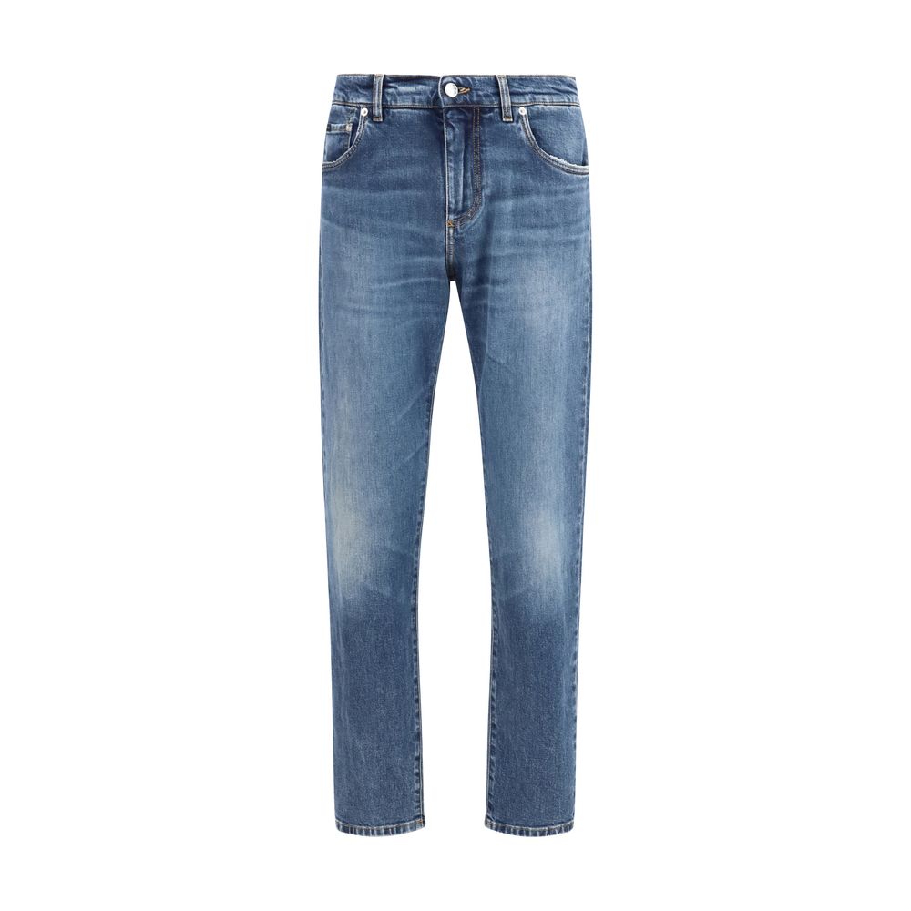 Dolce & Gabbana Blue Cotton Straight-Leg Jeans | Regal Royce