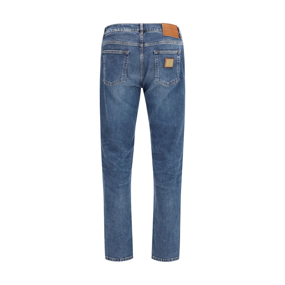Dolce & Gabbana Blue Cotton Straight-Leg Jeans | Regal Royce