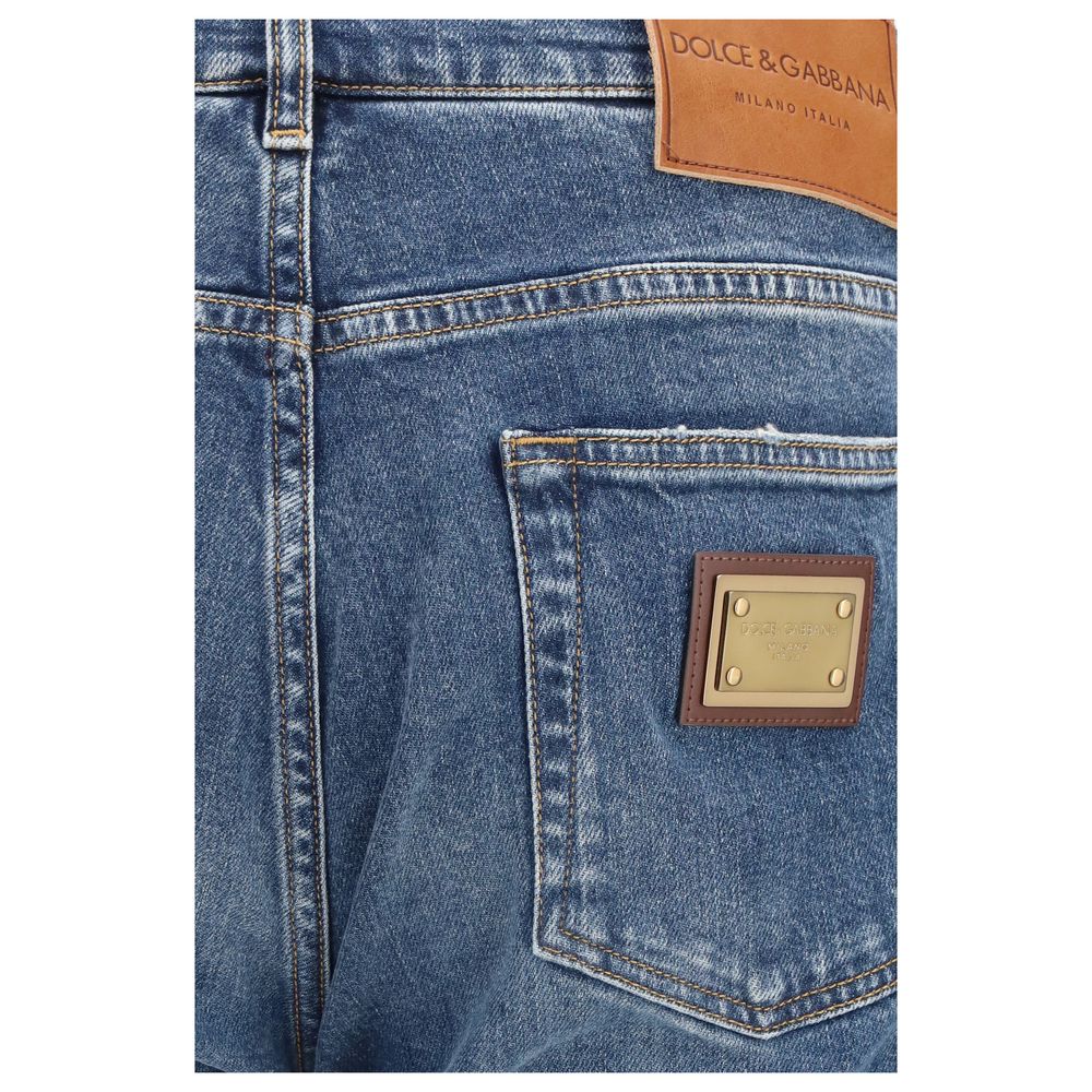 Dolce & Gabbana Blue Cotton Straight-Leg Jeans | Regal Royce