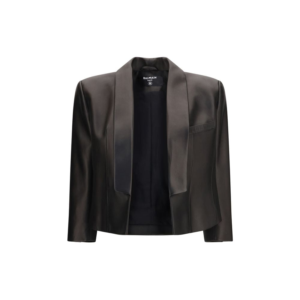 Balmain Black Lamb Ovis Aries Aries Leather Jacket | Regal Royce