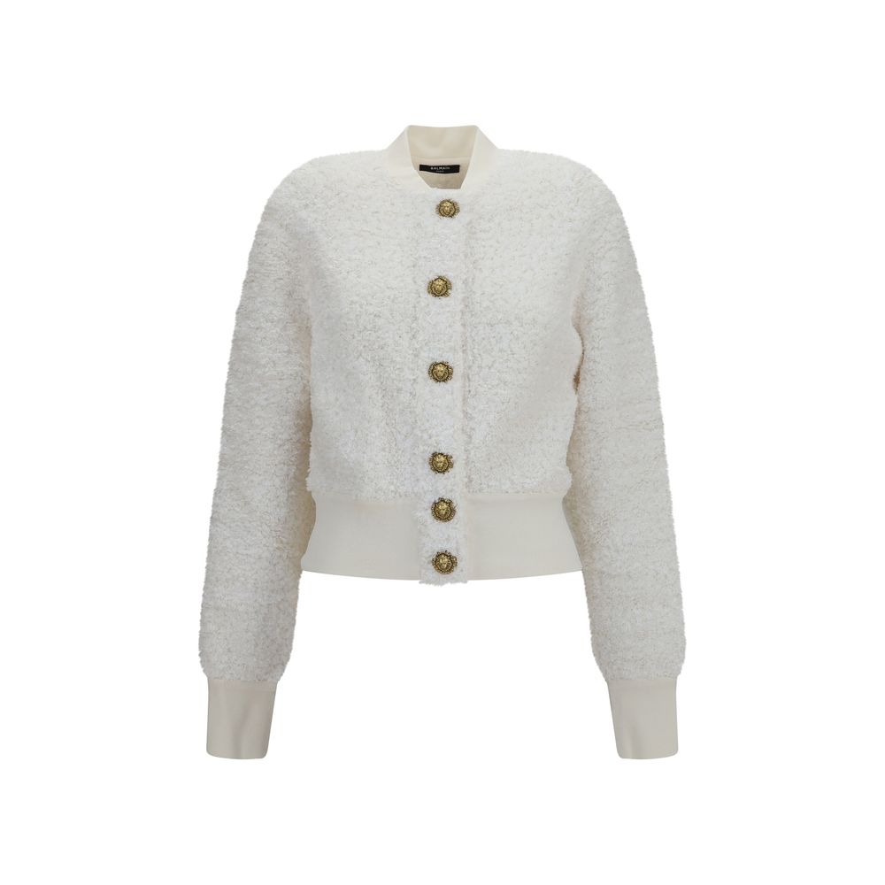 Balmain White Viscose Bomber | Regal Royce