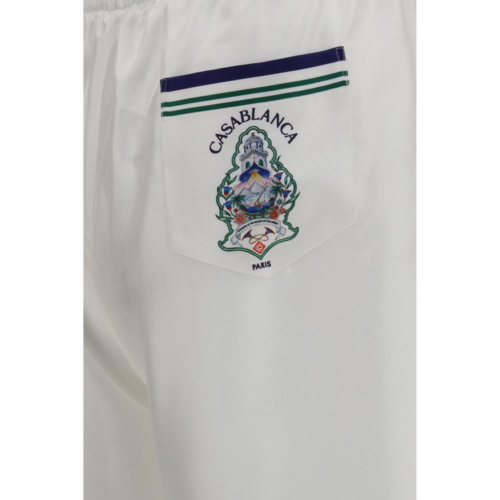 Casablanca White Silk Bermuda Shorts | Regal Royce