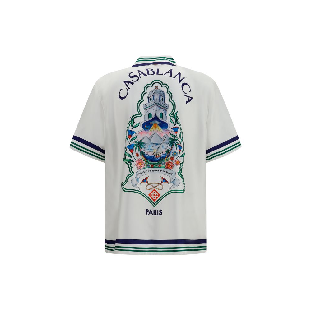 Casablanca White Silk Shortsleeve Shirt | Regal Royce