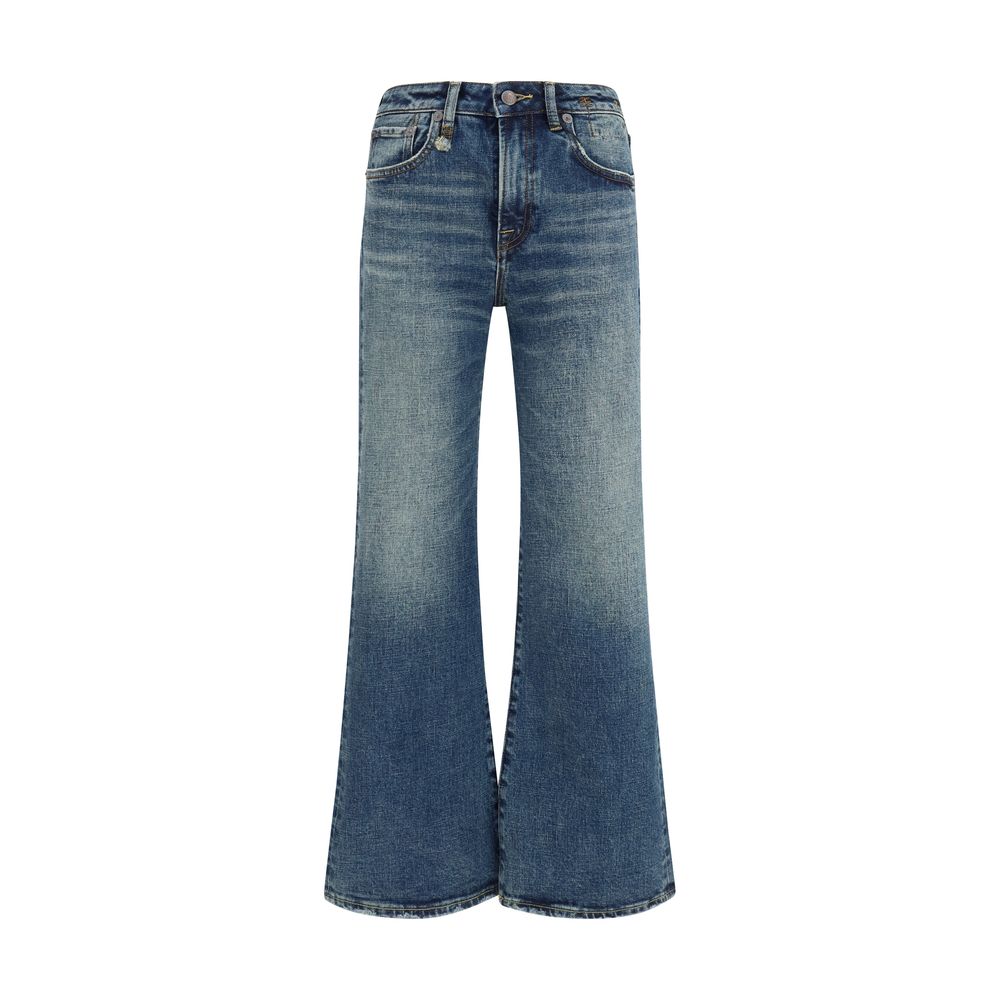 R13 Blue Cotton Flared Jeans | Regal Royce